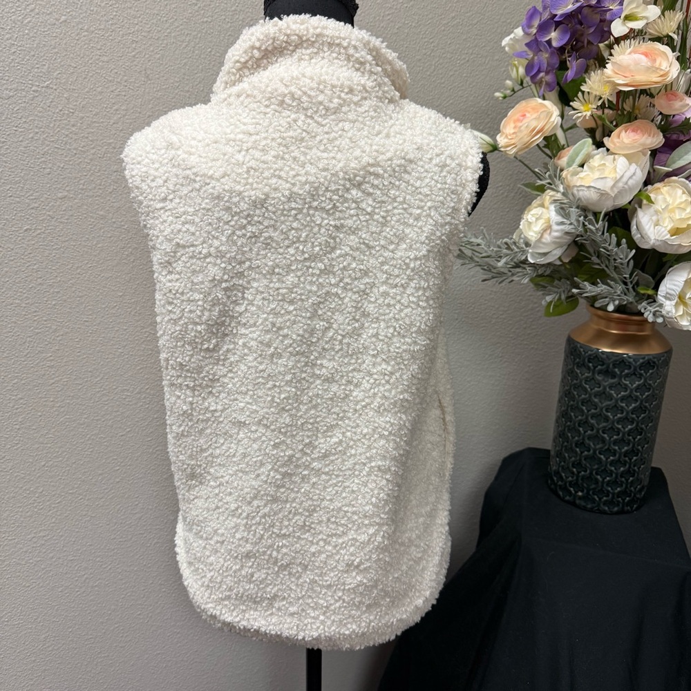 Umgee Sherpa Fleece Vest Women’s Small White Zip Up Cozy Fall Winter Layering - Picture 4 of 10